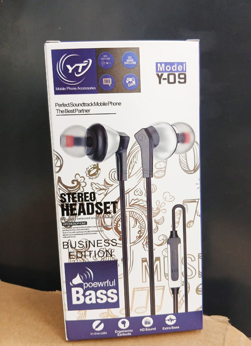 YT Y-09 Wired Stereo Headset with Mic